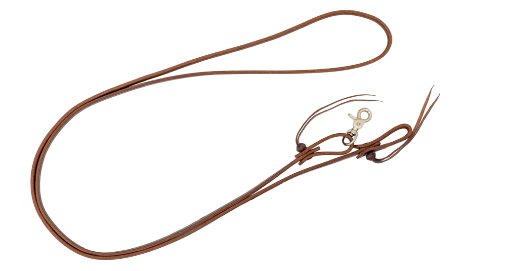 1/2” Chocolate Harness Leather Roping Reins With Cowboy Knot (2 String)